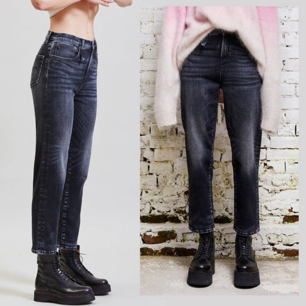 R13 | Shelley Slim Morrison Black Cropped Straight Leg Jeans 26